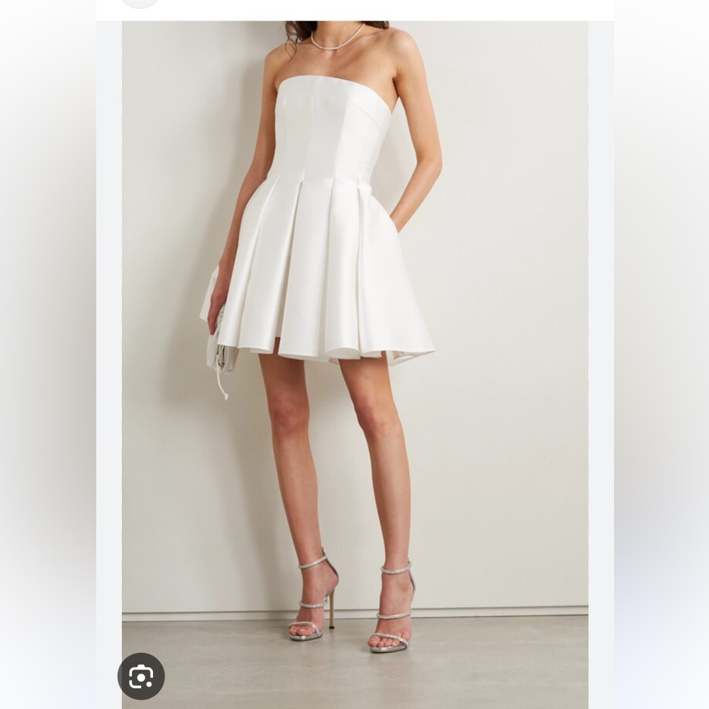 Rasario Strapless Pleated Satin Mini Dress- Size French 38